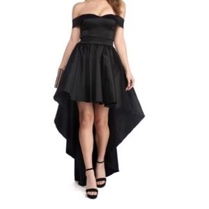 Windsor high low off the shoulder dress